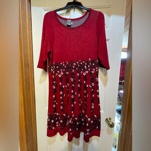 Size 2x knit dress knee length in deep red